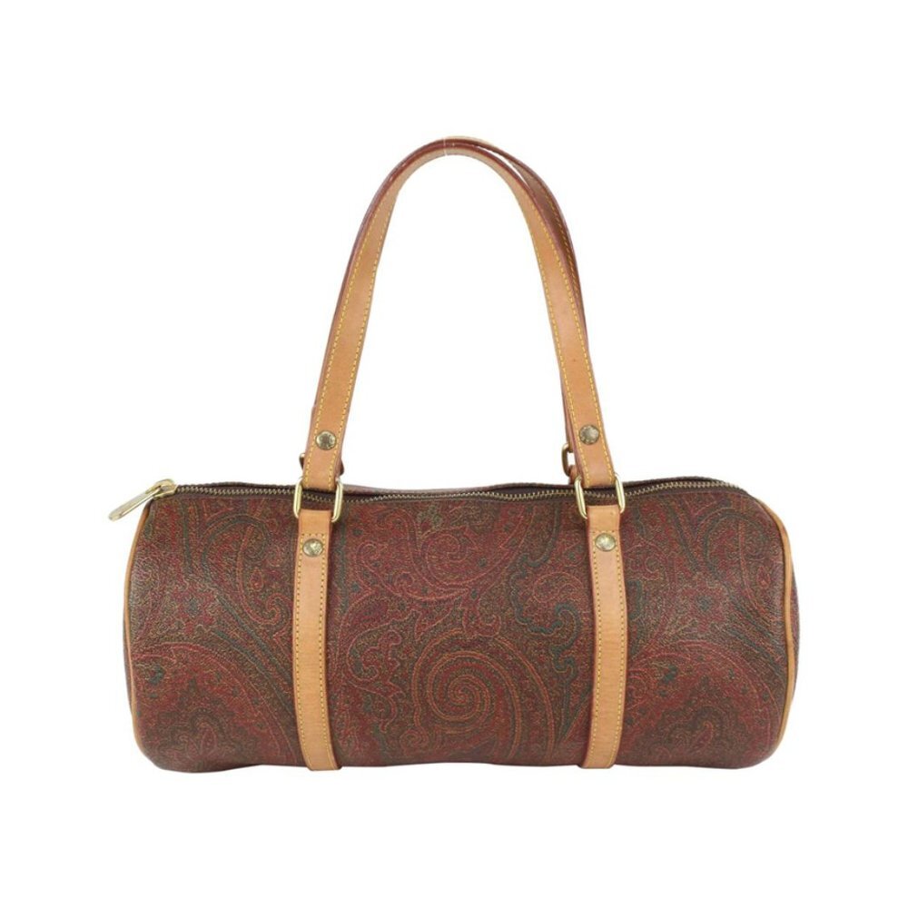 Etro Burgundy Paisley Cylinder Boston Bag 241et716
